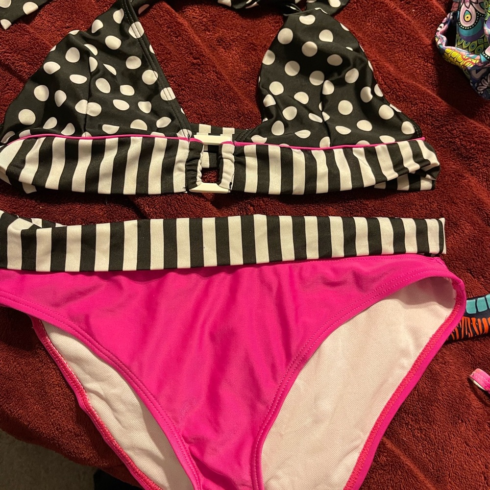 Black, white and pink bikini
